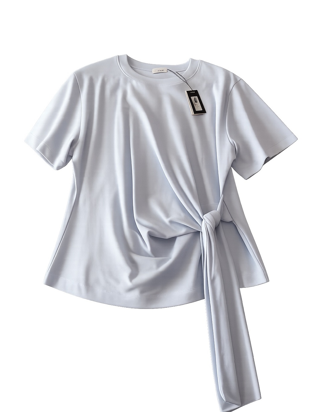 Babaton Light Blue Side Tie Short Sleeve Top